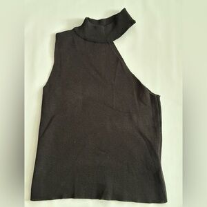 Black Sleeveless Asymmetrical Tank Top